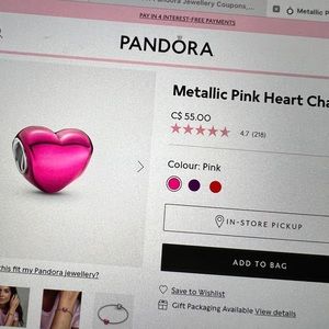 Pandora pale pink enamel heart